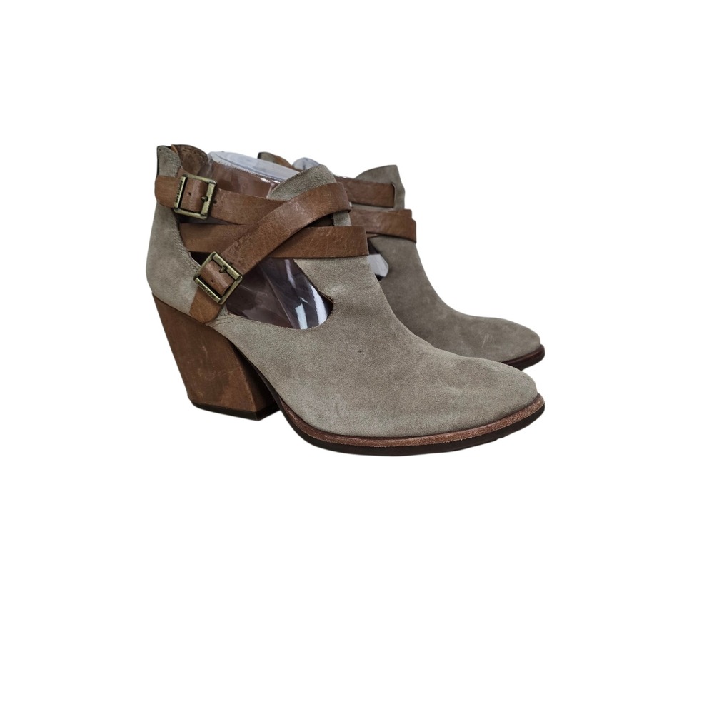 Kork-Ease Womens Taupe Suede Leather Cutout Ankle Boots K35955 CAUE16 Size 8.5M